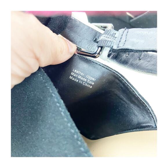 Joe's Jeans Callahan 8.5 Black Women Suede Ankle Strap Wedge Heel Sandals - Picture 11 of 14